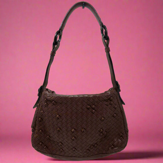 Bottega Veneta Intrecciato Brown Leather Shoulder Bag