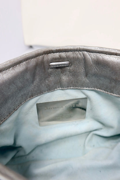 Bottega Veneta Intrecciato Leather Silver Shoulder Bag