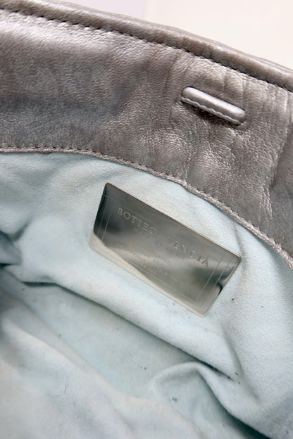 Bottega Veneta Intrecciato Leather Silver Shoulder Bag