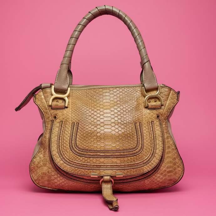 Chloe Brown Python Leather Shoulder Bag