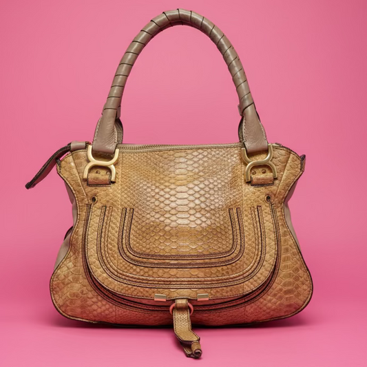 Chloe Brown Python Leather Shoulder Bag