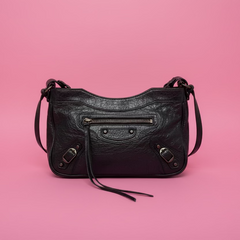 Balenciaga Moto Hip Crossbody Bag Black Leather