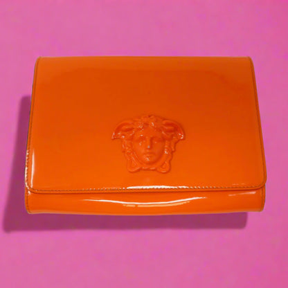 Versace Orange Medusa Chain Purse