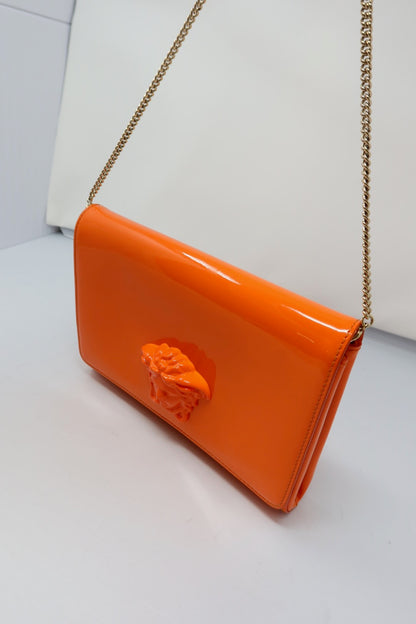 Versace Orange Medusa Chain Purse