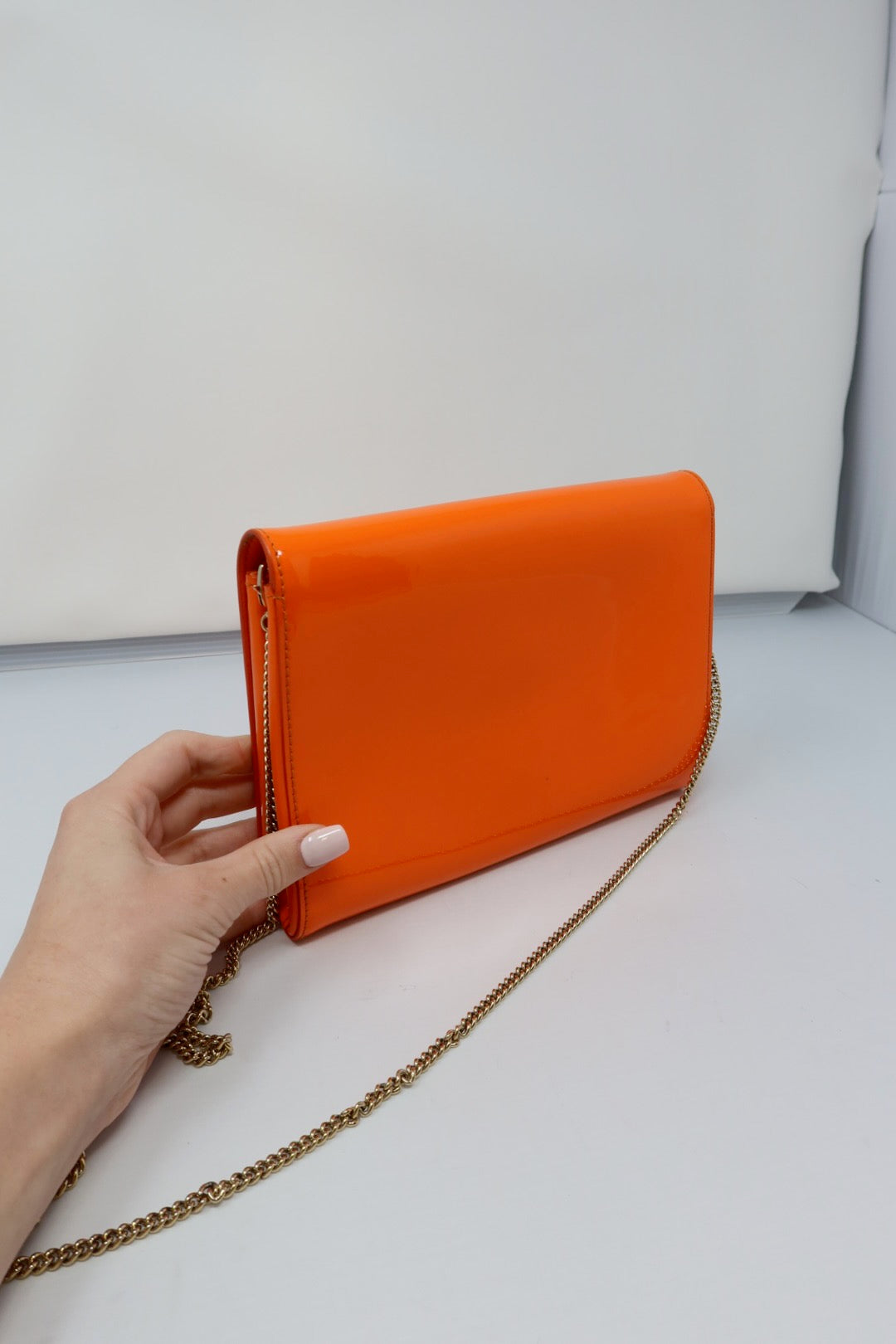 Versace Orange Medusa Chain Purse