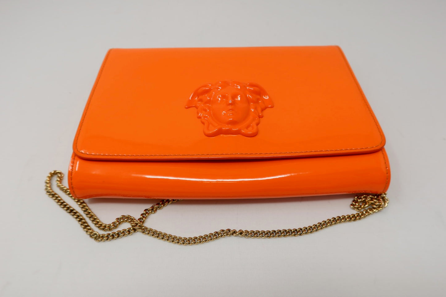 Versace Orange Medusa Chain Purse