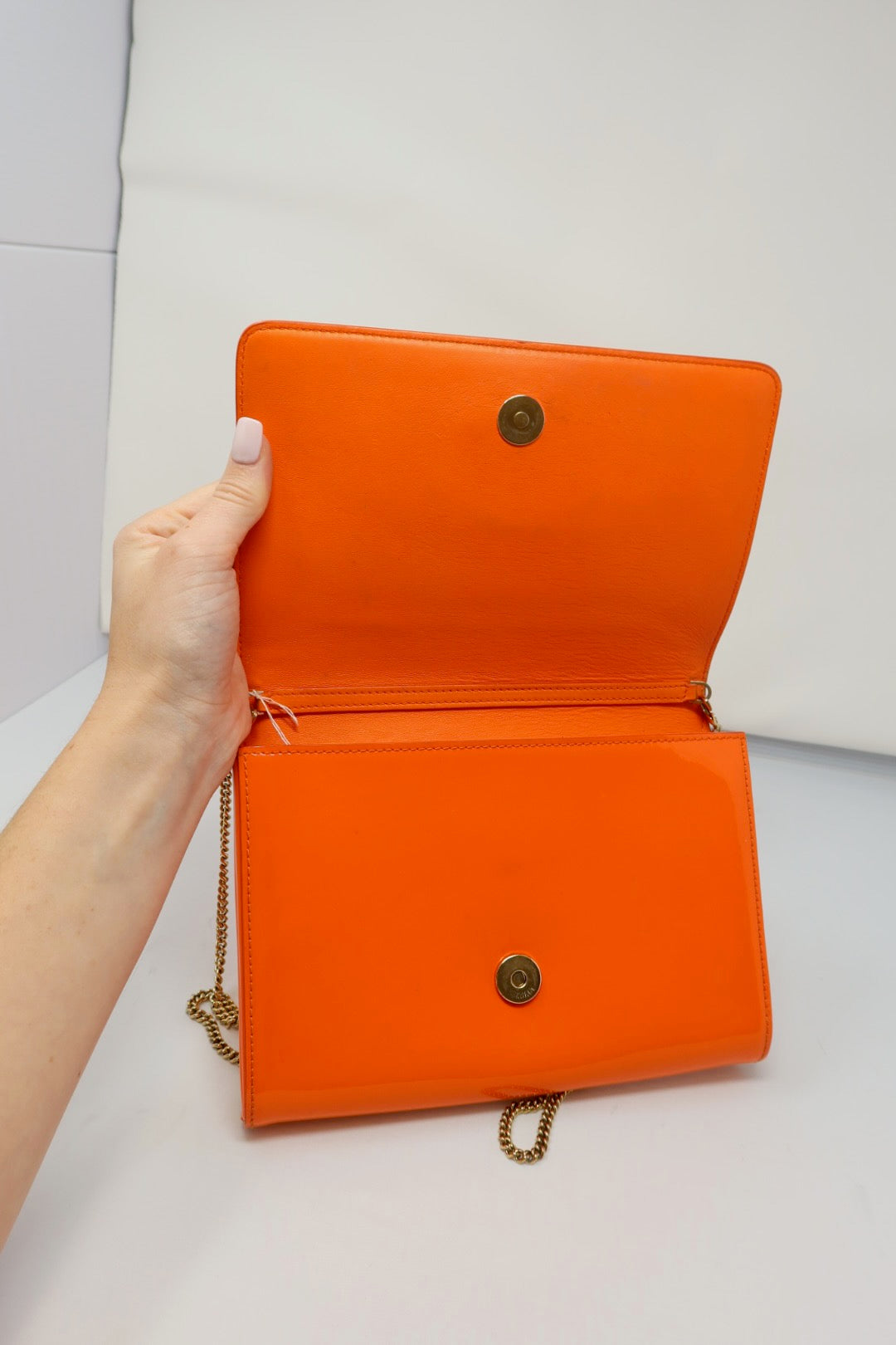 Versace Orange Medusa Chain Purse
