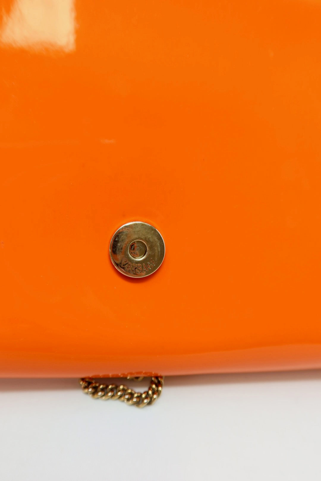 Versace Orange Medusa Chain Purse