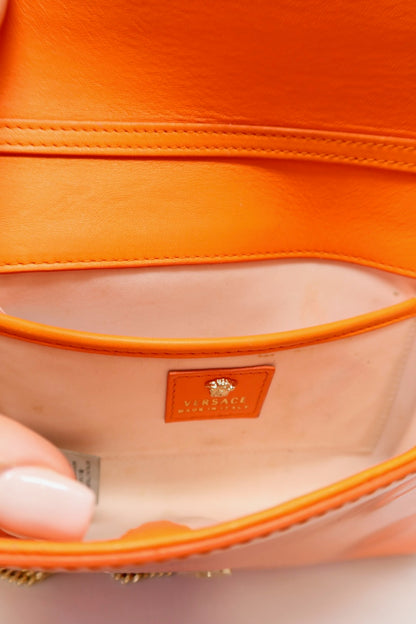 Versace Orange Medusa Chain Purse