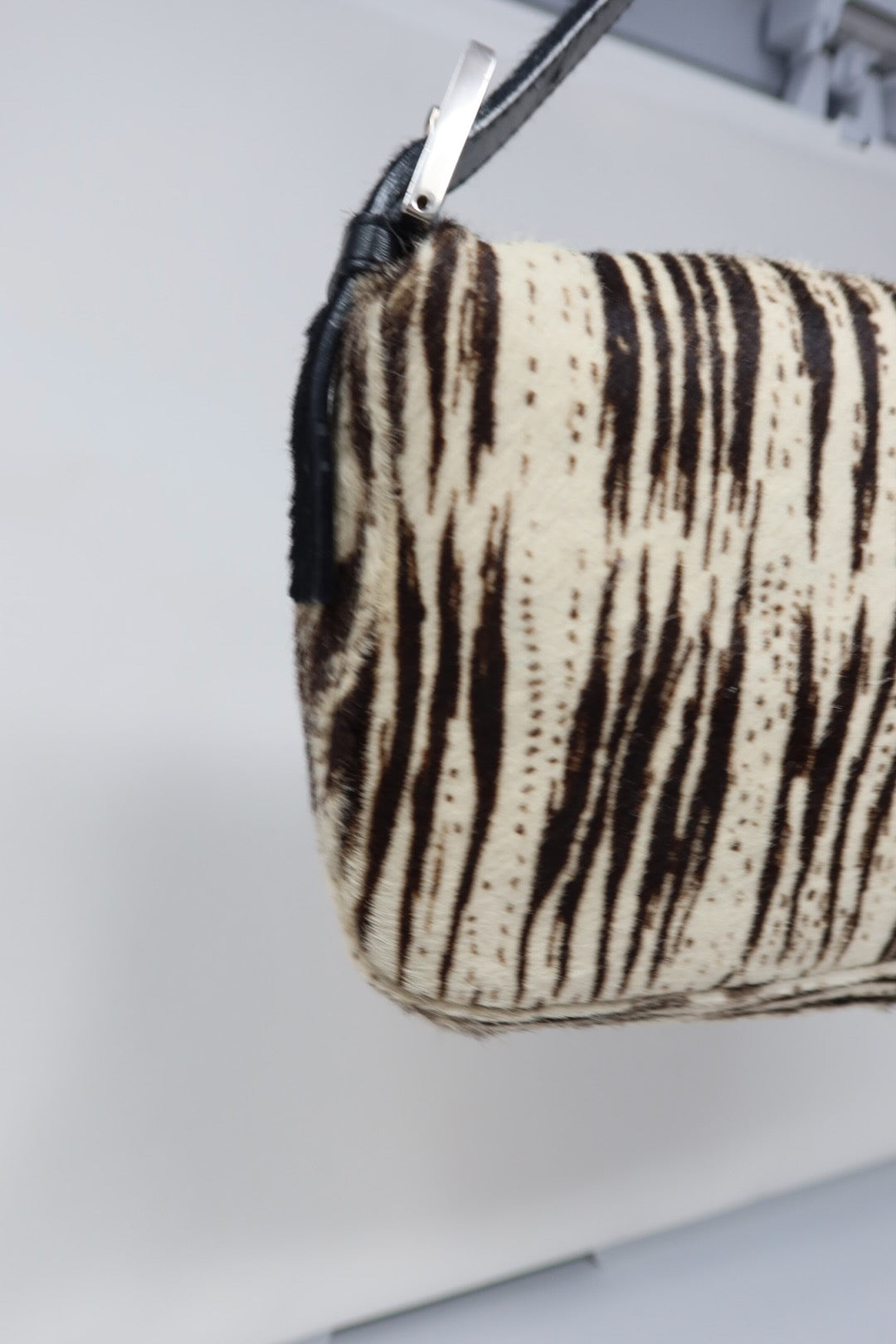 Fendi Pony Hair Striped Black and White Shoulder Bag