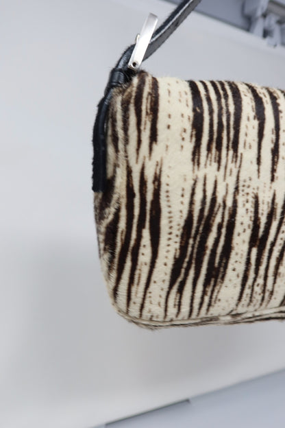 Fendi Pony Hair Striped Black and White Shoulder Bag