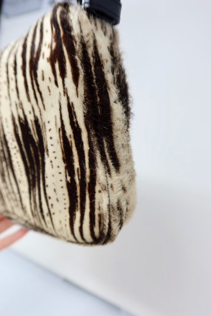 Fendi Pony Hair Striped Black and White Shoulder Bag