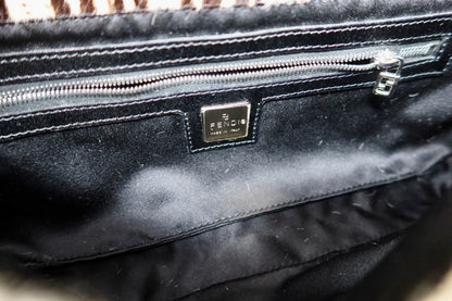 Fendi Pony Hair Striped Black and White Shoulder Bag