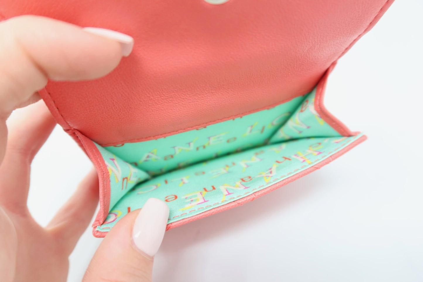 Chanel Matelasse Coral Lambskin Tri-fold Wallet