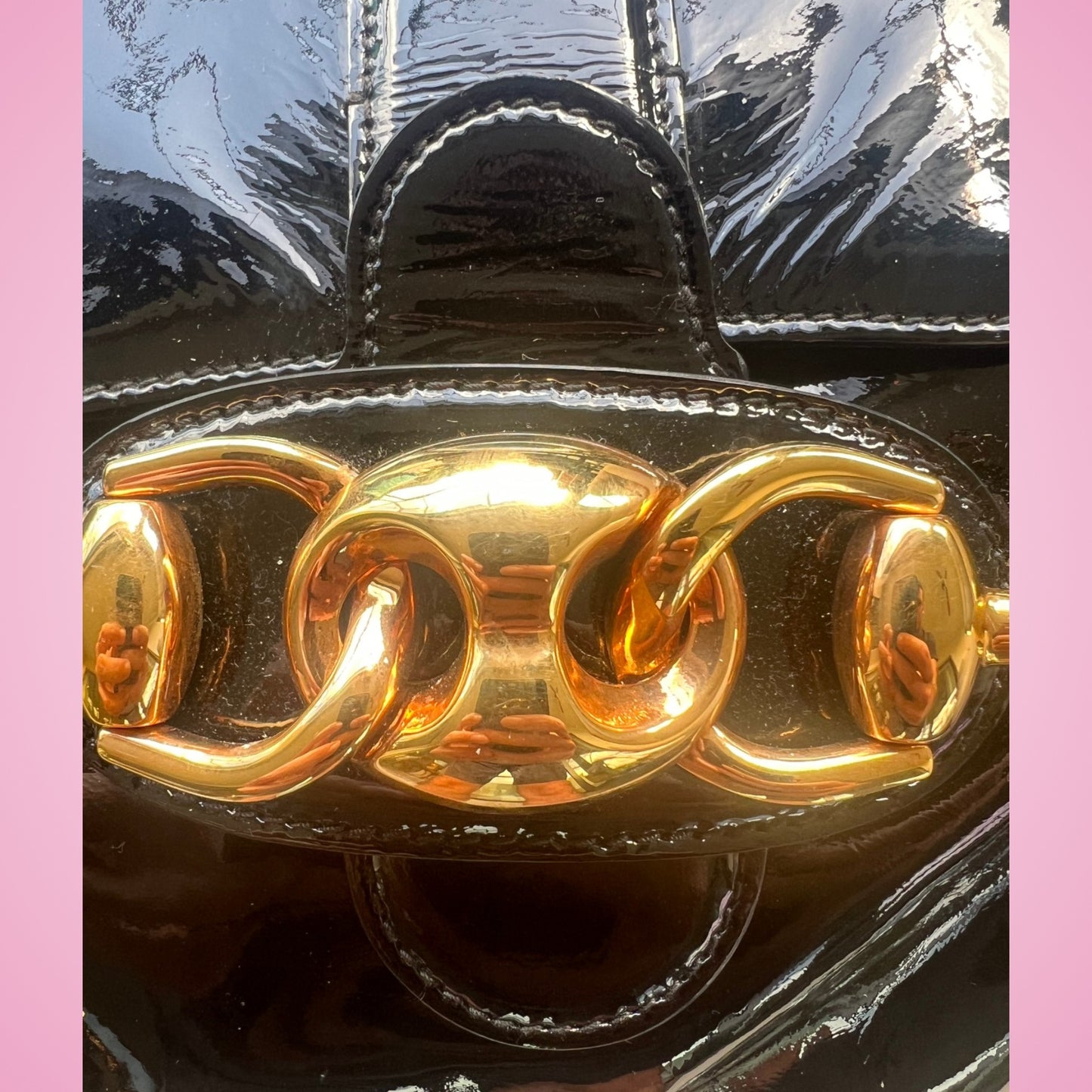 Gucci Wave Hobo Flap Bag Black Patent Leather