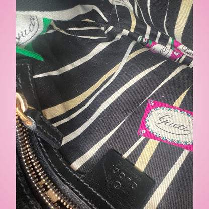 Gucci Wave Hobo Flap Bag Black Patent Leather