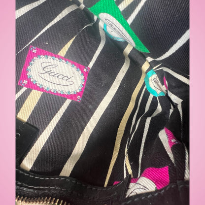 Gucci Wave Hobo Flap Bag Black Patent Leather