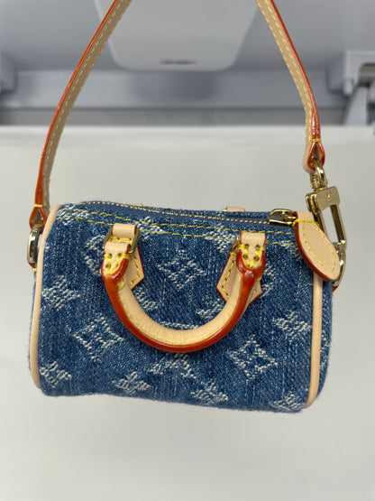 Louis Vuitton x TM Cherry Micro Speedy Bag Charm with Strap, original box, and duster