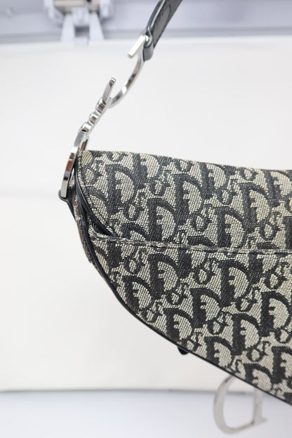 Dior Trotter Black Canvas Saddle Bag