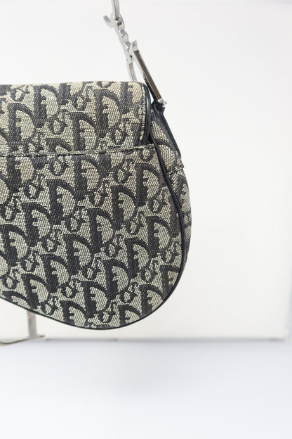 Dior Trotter Black Canvas Saddle Bag