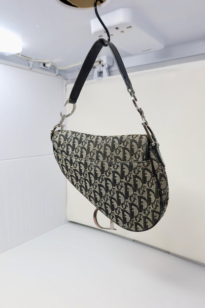 Dior Trotter Black Canvas Saddle Bag