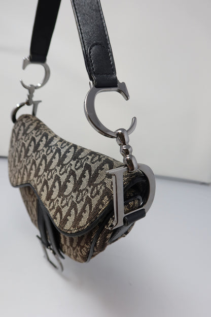Dior Trotter Black Canvas Saddle Bag