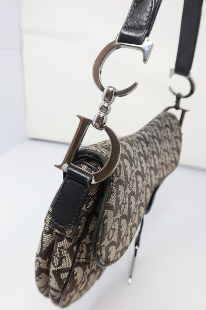 Dior Trotter Black Canvas Saddle Bag