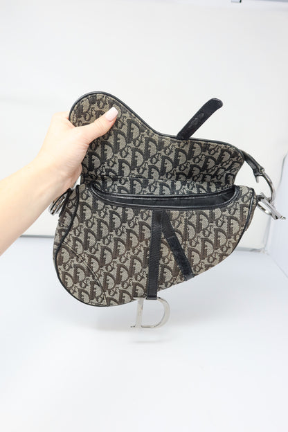 Dior Trotter Black Canvas Saddle Bag