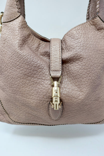 Gucci Hobo Jackie Grey Leather Shoulder Bag (comes with strap)