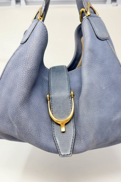 Gucci Horsebit Blue Leather Hobo Bag