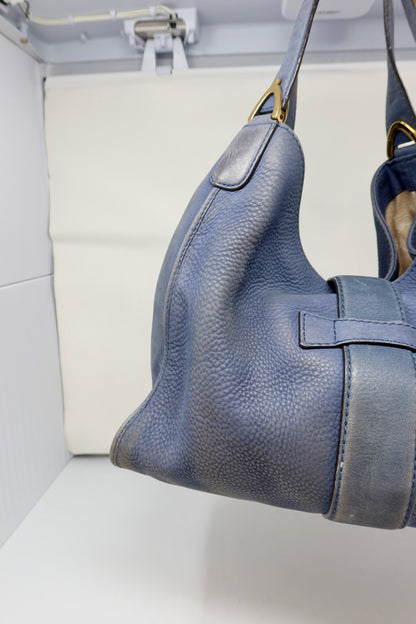 Gucci Horsebit Blue Leather Hobo Bag