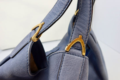 Gucci Horsebit Blue Leather Hobo Bag