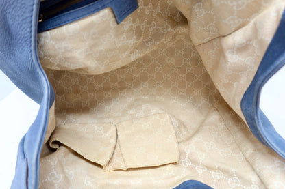 Gucci Horsebit Blue Leather Hobo Bag