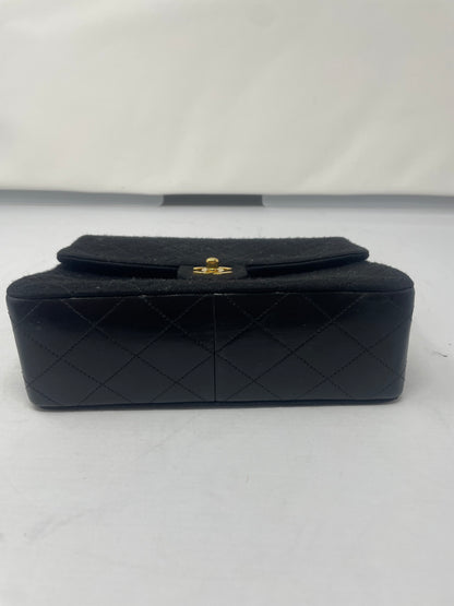 Chanel Cotton Timeless Classic Quilted Single Flap Shoulder Bag Chain Gold Hardware