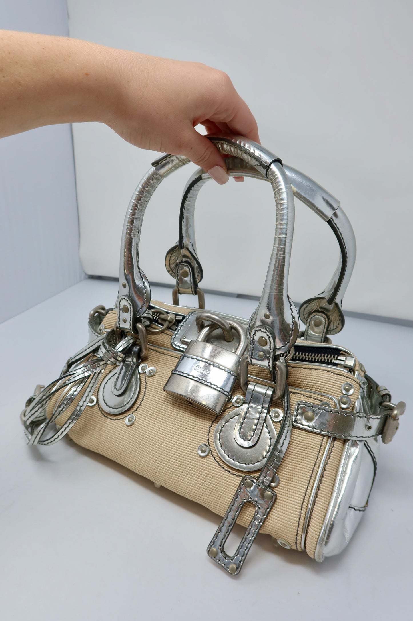 Chloe Paddington Mini Silver Bag - Under $1000