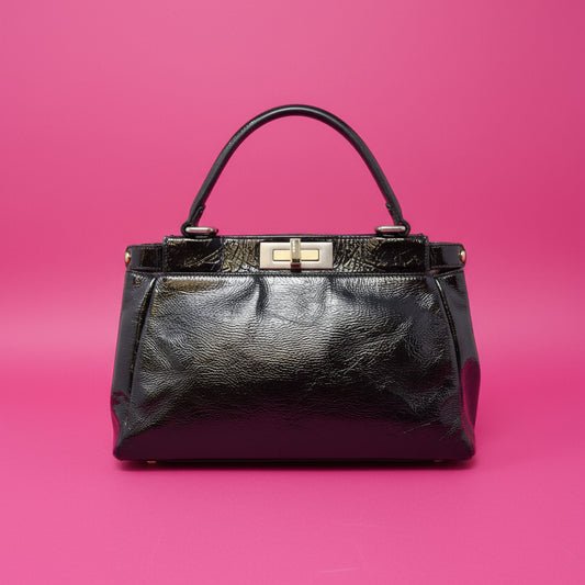 Fendi Peekaboo Black Patent Leather Bag - Under $800