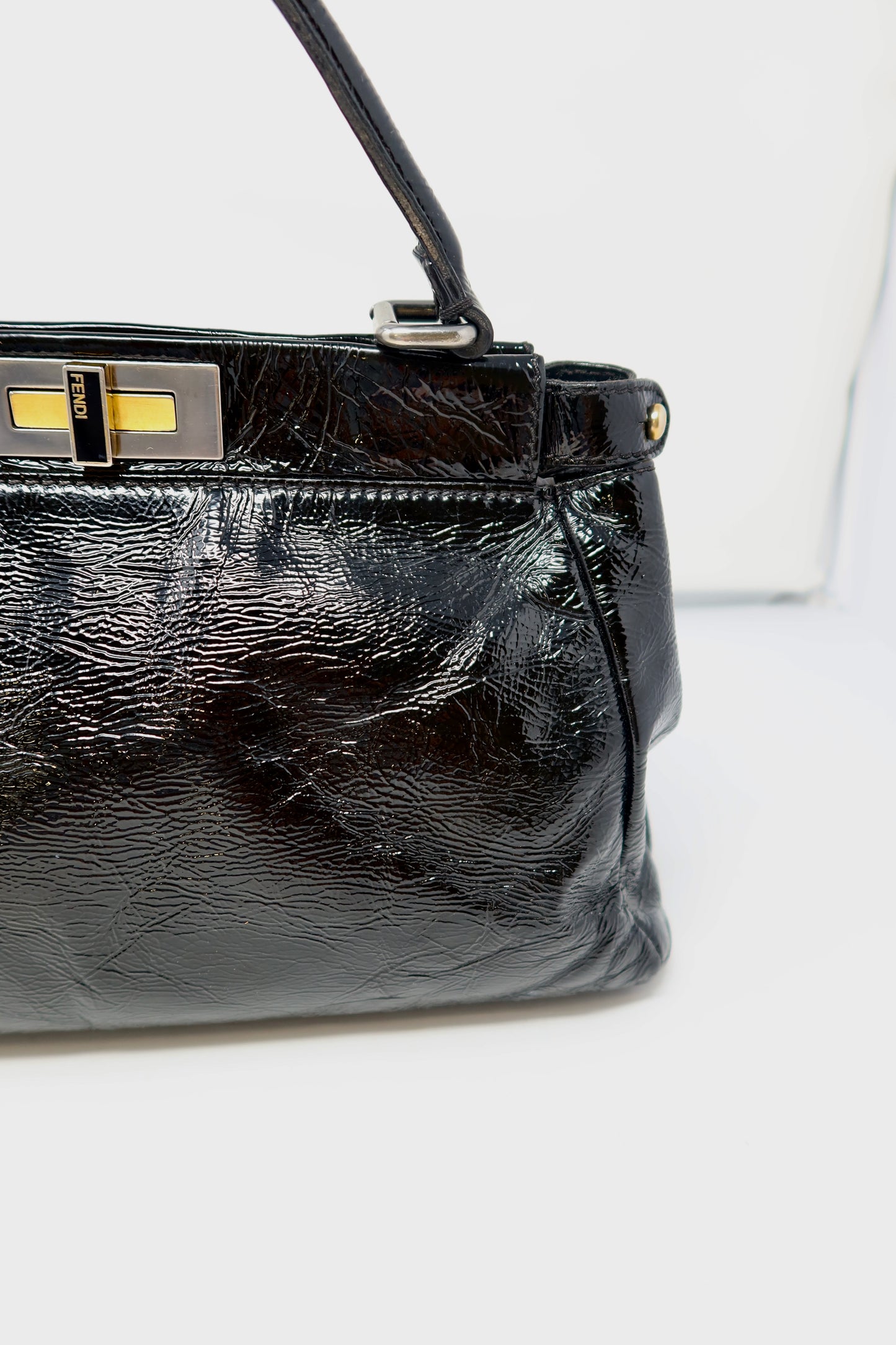 Fendi Peekaboo Black Patent Leather Bag - Under $800