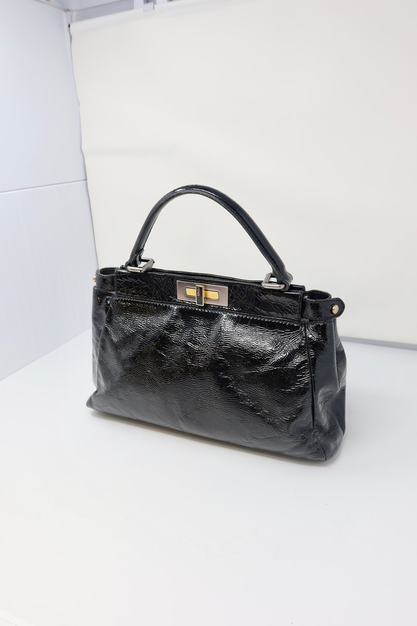 Fendi Peekaboo Black Patent Leather Bag - Under $800