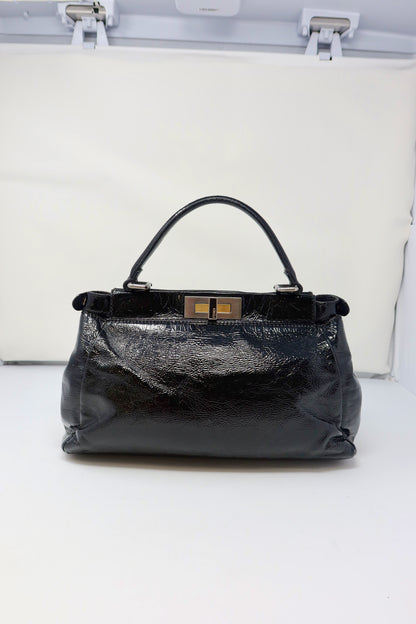 Fendi Peekaboo Black Patent Leather Bag - Under $800
