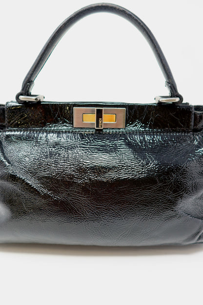Fendi Peekaboo Black Patent Leather Bag - Under $800