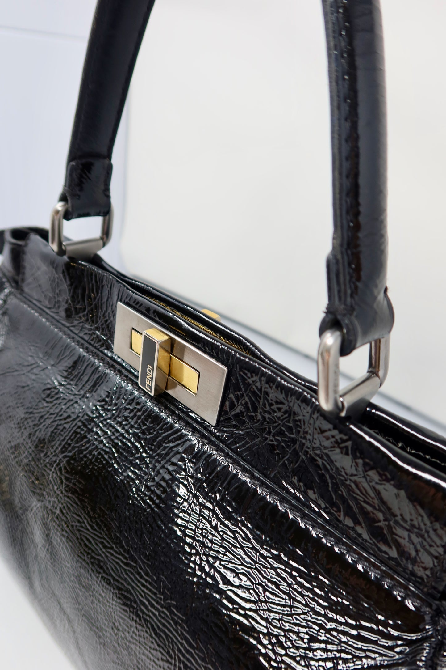 Fendi Peekaboo Black Patent Leather Bag - Under $800