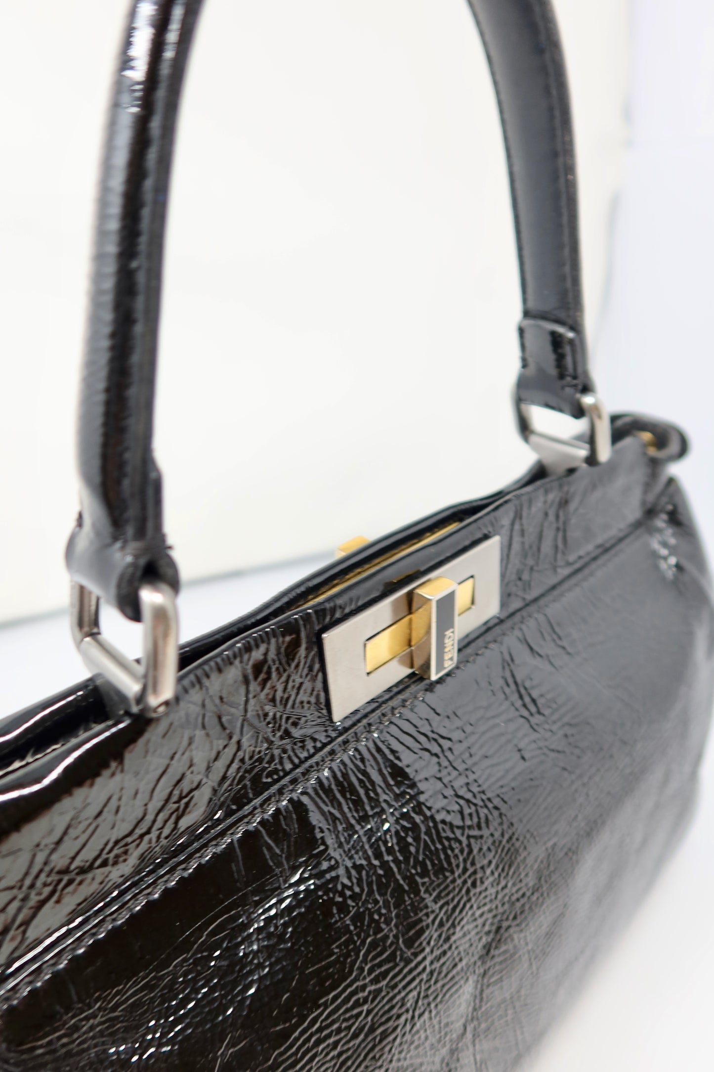 Fendi Peekaboo Black Patent Leather Bag - Under $800