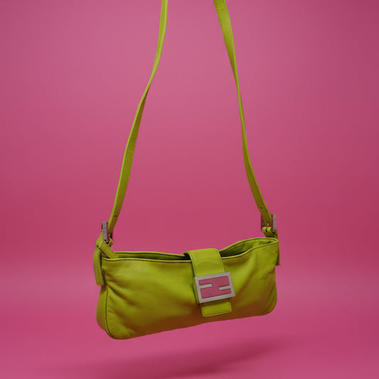 Fendi Lime Green Skinny Baguette Shoulder Bag