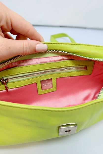Fendi Lime Green Skinny Baguette Shoulder Bag