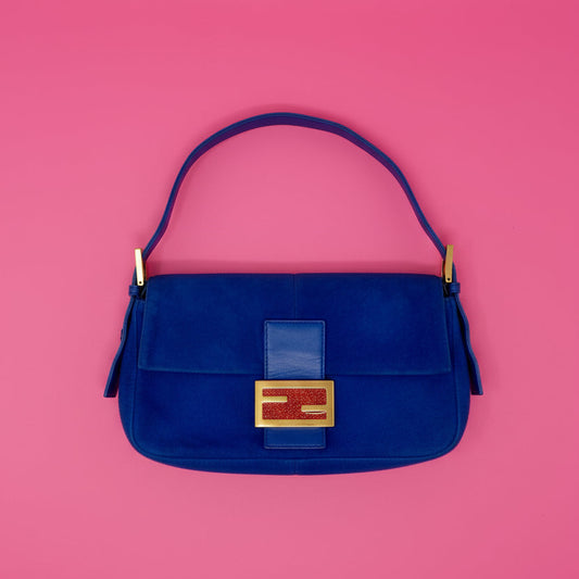 Fendi Baguette Blue Suede