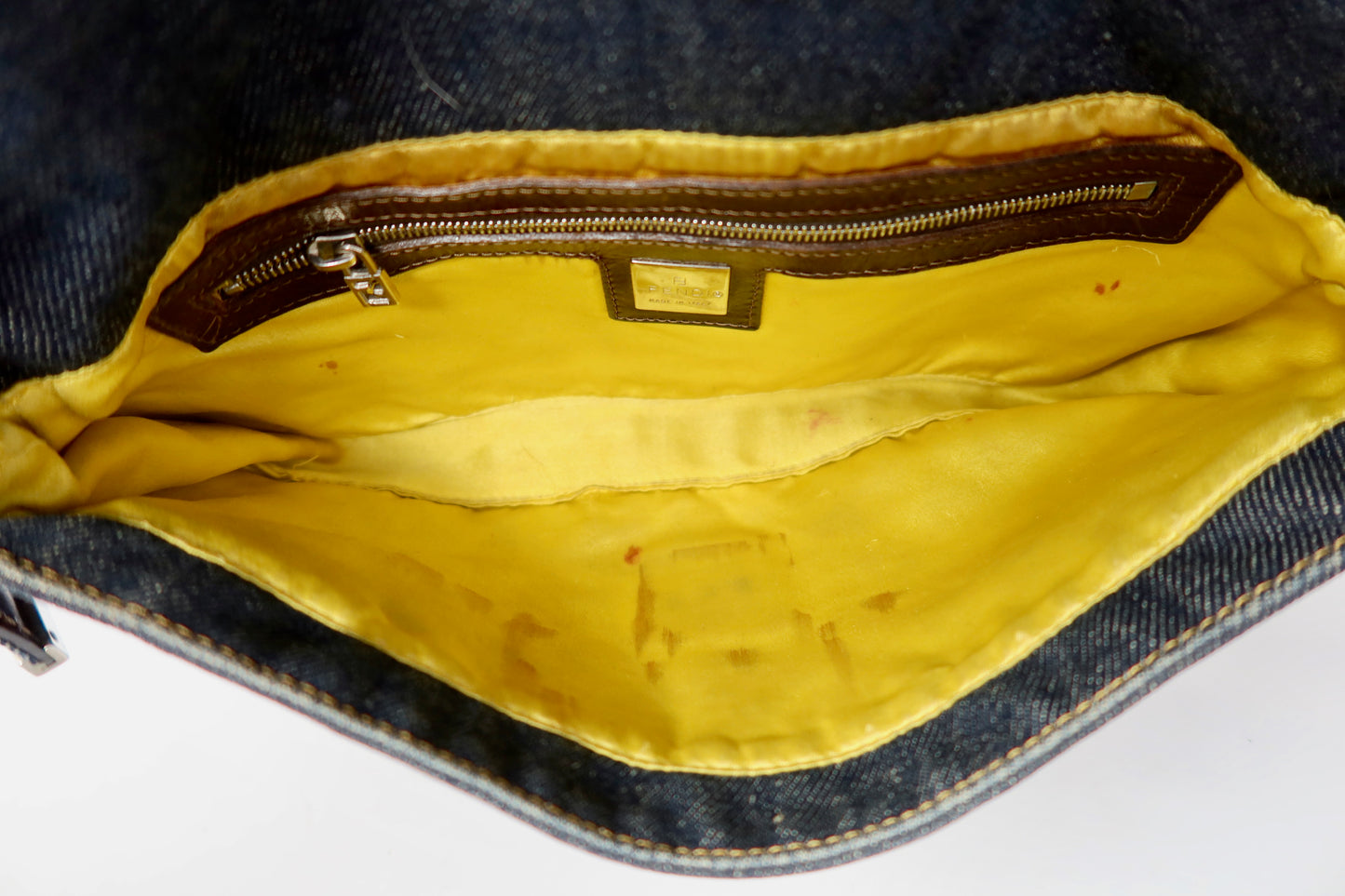 RARE Fendi Baguette Embroidered Beads Denim