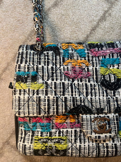 Chanel Easy Fantasy Multicolor Printed Tweed Flap Shoulder Bag