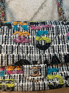 Chanel Easy Fantasy Multicolor Printed Tweed Flap Shoulder Bag