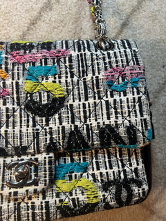 Chanel Easy Fantasy Multicolor Printed Tweed Flap Shoulder Bag