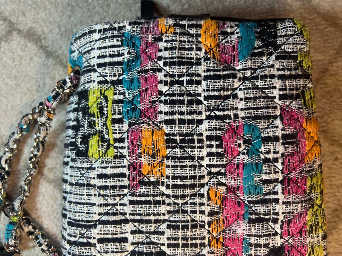 Chanel Easy Fantasy Multicolor Printed Tweed Flap Shoulder Bag